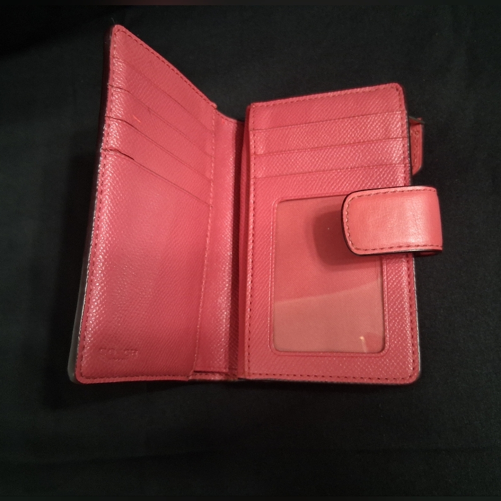 Coach Signature PVC Small Coin Zip Wallet  W/ Pink Interior - Picture 3 of 10